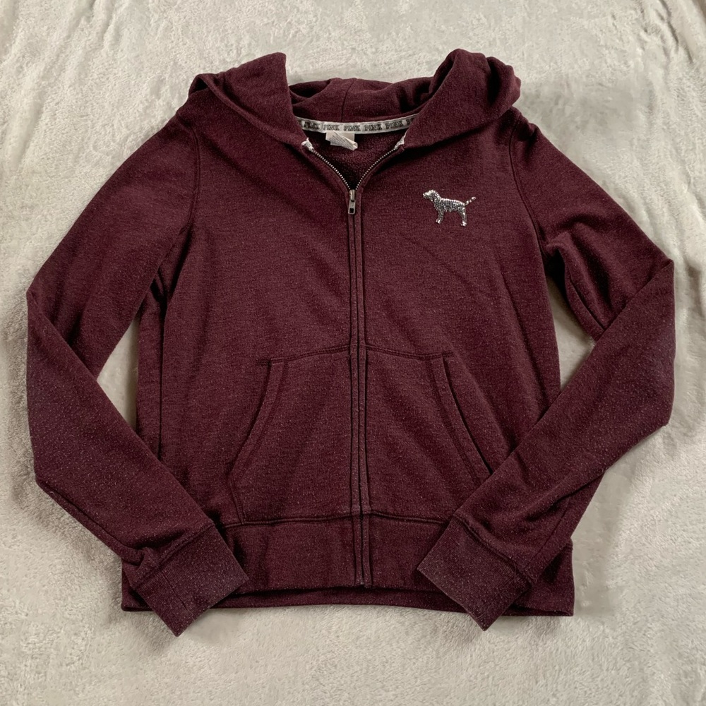 SOLD Victoria’s Secret PINK 🍷 Burgundy Sequin Jacket 💜